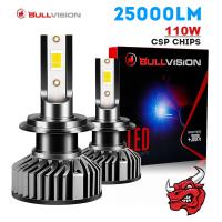 [ANYA Auto Parts] ไฟหน้ารถมอเตอร์ไซค์แบบ LED H7หลอดไฟแคนบัสชิป CSP H1 H11 25000LM HB4 HB3 9006 110W 6000K PTF ไฟตัดหมอกเทอร์โบน้ำแข็ง12V