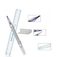 {:”:》ปากกาสองหัวสีขาวสำหรับผิวสักปากกามาร์กเกอร์อุปกรณ์เสริมปากกาสักพร้อมไม้บรรทัดวัดไมโครเบลด