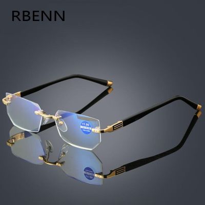 ✑♗ RBENN Rimless Reading Glasses Men Women Anti Blue Light Computer Reading Glasses for Laides Fashion Presbyopia Reader 1.5 2.5