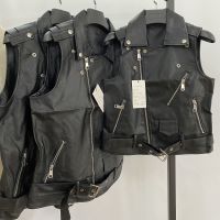 New pu leather jacket women motorcycle vest coat sleeveless vests 4xl