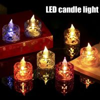 【CW】 10Pcs Electronic Candle Lamp LED Reflective Candles Light Acrylic Random Color Wedding Birthday Party Decorative Lamps