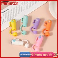 Ministar หมวกฟางซิลิโคนลายการ์ตูน1ชิ้นใส่ได้พอดีกับถ้วยอุปกรณ์ดื่มฝาฝุ่นปลั๊กป้องกันการสาดสำหรับตกแต่ง Sloki Kaca