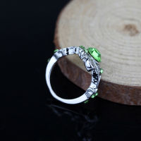 ของขวัญวันวาเลนไทน์แฟชั่นสีเขียวเพทายแหวนสำหรับสาวแหวนหมั้นสำหรับผู้หญิงสีเงินแหวนแต่งงานหญิง