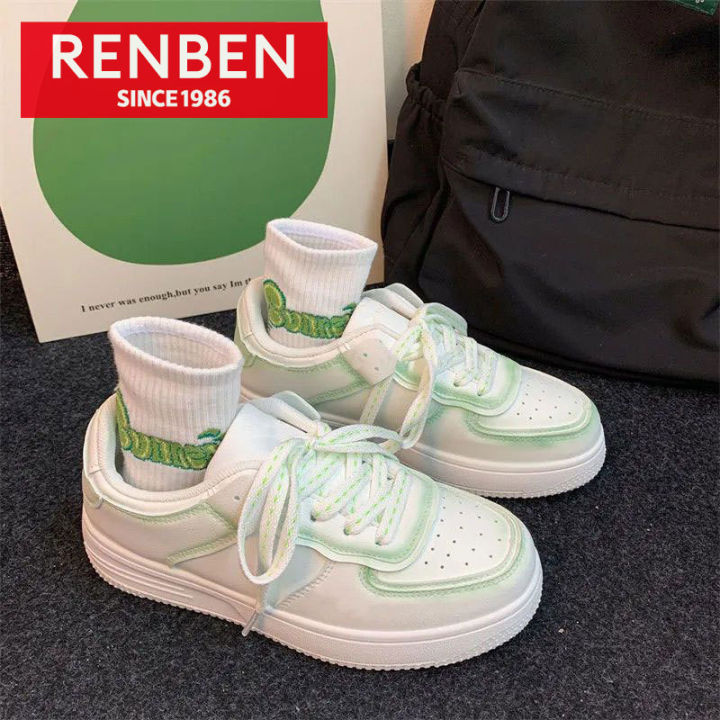 renben-รองเท้าแพลตฟอร์มมัฟฟินสำหรับผู้หญิง-รองเท้าลำลองใส่ได้หลายโอกาสรองเท้าผ้าใบกีฬาอินเทรนรองเท้าสีขาวไล่ระดับสีเล็ก