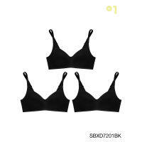 Sabina เสื้อชั้นใน (Set 3 ชิ้น) Invisible Wire (ไม่มีโครง) รุ่น Perfect Bra รหัส SBXD7201 สีดำ