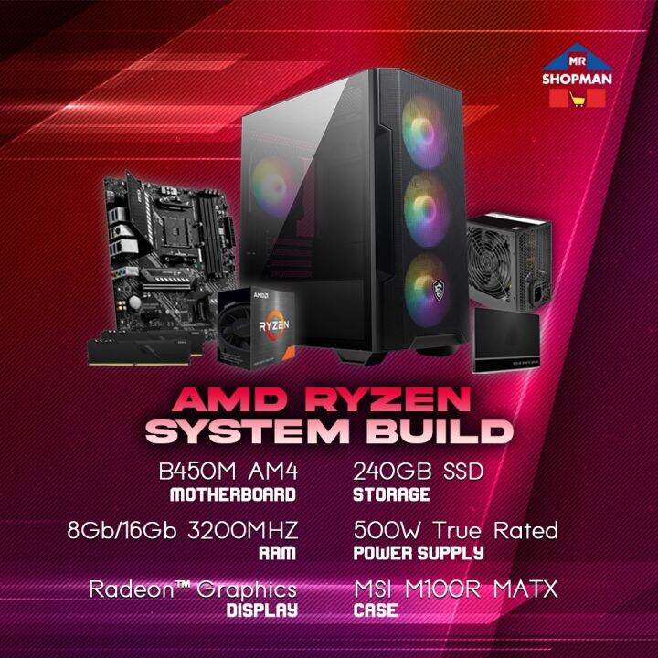 AMD Ryzen 5 5600G w/ B450M Motherboard Desktop Computer PC Build System Package Bundle Lazada PH