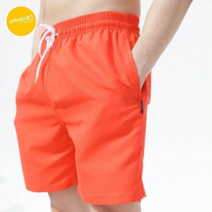 amyours-on-the-beach-กางเกงขาสั้นชาย-คุณภาพดี-ว่ายน้ำ-เดินชายหาด-รุ่น-mens-summer-สี-fiesta-orange