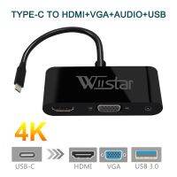 [LUNA electronic accessories] Wiistar USB C To HDMI VGA 3.5มม. อะแดปเตอร์ Type 4K สำหรับ Huawei Mate 10 Pro P20 Samsung Galaxy S8/8