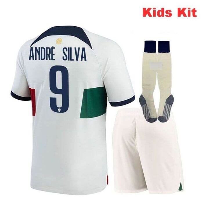 2022-2023-portugal-away-kids-kit-football-shirt-world-cup-national-team-top-qualit-top-and-shorts-set-soccer-jersey-with-patch-socks