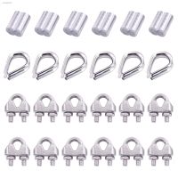 ❂✈ 24Pcs M4 Wire Rope Cable Clip Clamp with Cable Thimbles Combo and Aluminum Crimping Loop Sleeve Set for Wire Rope Cable Thimbles