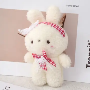 Kawaii Cartoon Bear Doll Plush Pendant Candy Colors Plush Bear Rabbit Doll  Keychain Cute Bag Car Key Ring Student Bags Luggage Pendant BROWN RABBIT