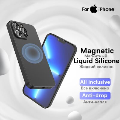 「16- digits」กล้องรวมทุกอย่างสำหรับ Magsafe เคสแม่เหล็กสำหรับ IPhone 13 11 12 Pro Max Mini X Xs Max Xr SE 2020 8 Plus Liquid ฝาครอบซิลิโคน