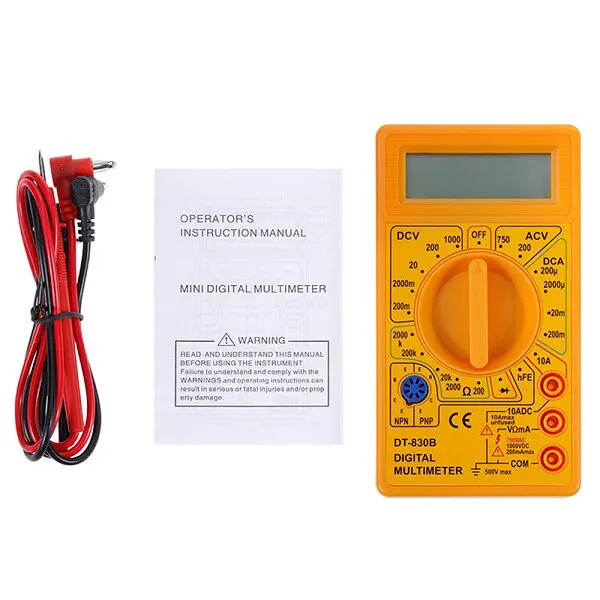 DT830B AC/DC LCD Digital Multimeter 750/1000V Voltmeter Ammeter Ohm ...