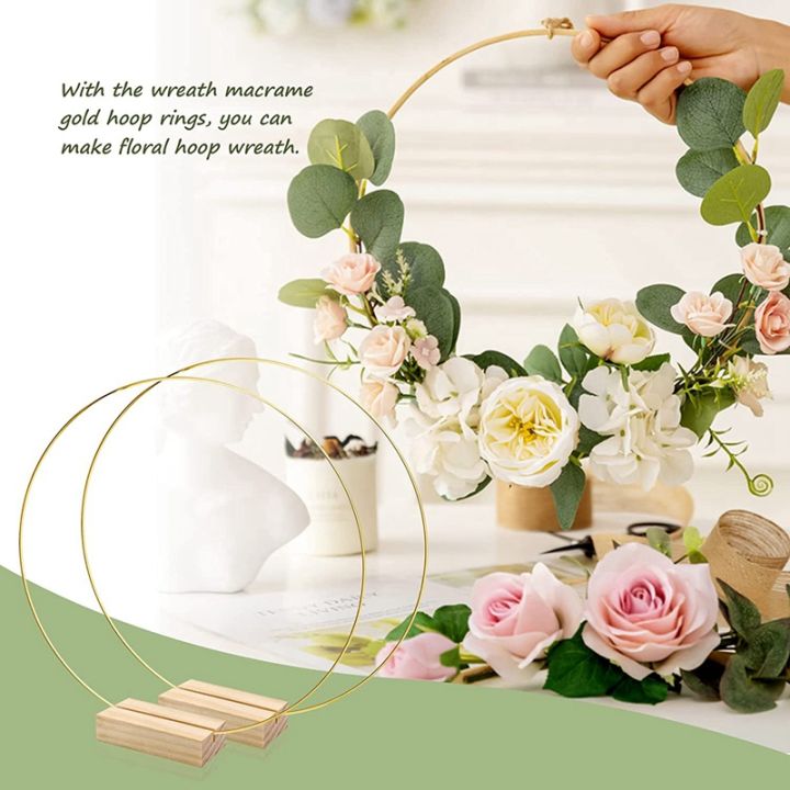 4-pcs-12-inch-metal-floral-hoop-metal-wreath-ring-centerpiece-for-table-for-diy-with-4-pcs-wood-place-card-holders