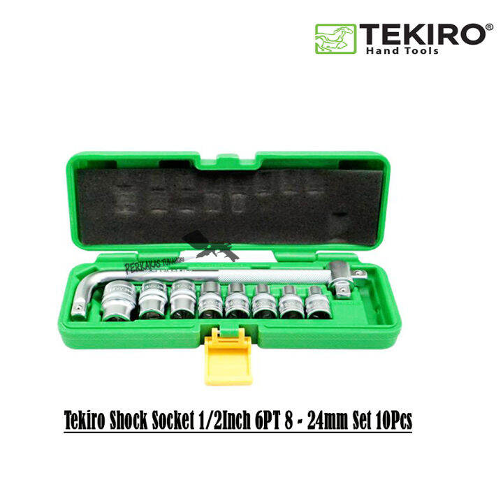 TEKIRO 1/2 INCH SOCKET SET 6 PT 8 - 24 MM (TB PLASTIK) 10 PCS / KUNCI ...