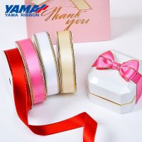 YAMA Gold Edge Satin Ribbon 0.25-1 inch 9 16 22 25 mm 100yards/lot for Diy Dress Accessory Wedding Decoration Gifts Gift Wrapping  Bags