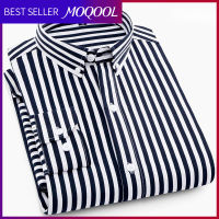 MOQOOL ชายเสื้อลายแนวตั้งแขนยาวธุรกิจใหม่บางพอดีเกาหลีแฟชั่นธุรกิจลำลองเสื้อลาย