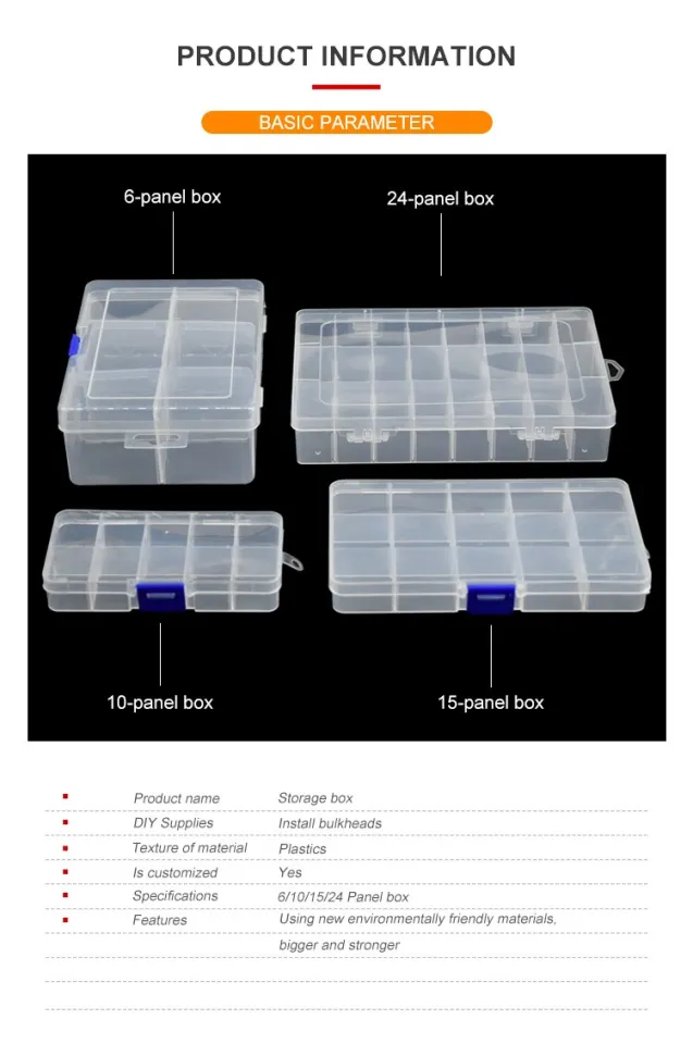 Uxcell Plastic 24 Compartments Electronic Components Storage Box Case