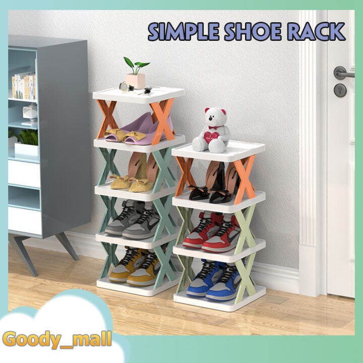 shoe-rack-ชั้นวางรองเท้า-ที่วางรองเท้า-รูปตัวx-ตู้เก็บรองเท้า-ชั้นเก็บรองเท้า-ขอบพลาสติก-อเนกประสงค์-a797