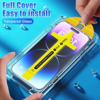 Full Cover Screen Protector For iPhone 14 13 12 11 Pro Max Deliver Mount Aids Tempered Glass X XR XS MAX 12 13 mini Glass Film  Screen Protectors