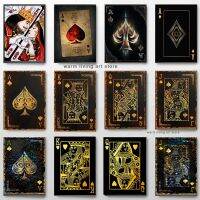 ☼♘Ace Of Spade ผ้าใบวาดภาพการ์ดแจ็คควีนและราชาโปสเตอร์และภาพพิมพ์ไพ่โป๊กเกอร์สำหรับห้องนั่งเล่นการตกแต่งบ้านศิลปะบนผนัง