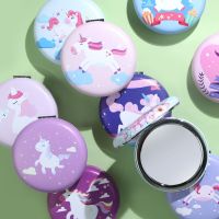 【BEIBEI】 SANIYE Cute Mirror Round Shape Unicorn Pattern Makeup Pocket Cartoon Mirror C56