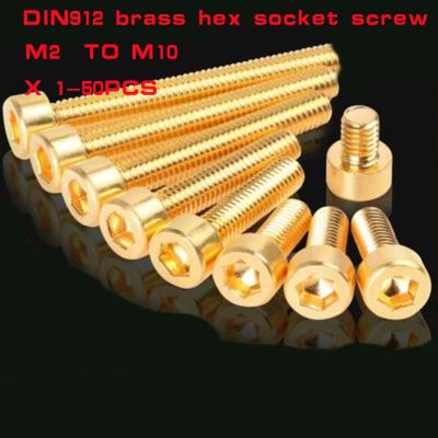 2-50pcs brass allen socket screw DIN912 M2 M2.5 M3 M4 M5 M6 M8 M10 Pure Brass Hex Hexagon Socket Cap Head Screws