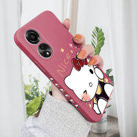 เคสสำหรับ OPPO A78 4G เคสการ์ตูนน่ารักสวัสดี Kity โทรศัพท์คลุมทั้งหมดของเหลวรูปแบบขอบสี่เหลี่ยมเคสป้องกันกล้อง