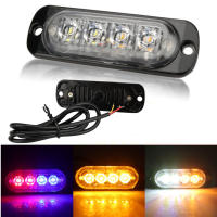 4LED รถ S Trobe ไฟเตือนฉุกเฉินกระพริบแถบแสงด้านข้างสัญญาณโคมไฟแถบสำหรับรถกระบะ SUV รถจักรยานยนต์รถพ่วงเรือ