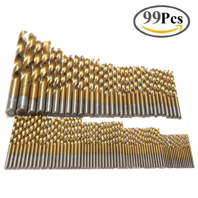 HH-DDPJ99pcs 1.5mm - 10mm Titanium Hss Drill Bits Coated Stainless Steel Hss High Speed Drill Bit Set For Electrical Dril