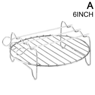 ตะแกรงหม้อทอดไร้น้ำมันพร้อม Z4w7ตะแกรงแอร์พร้อมที่เก็บไม้เสียบตะแกรงเหล็กแอร์ฟรายสองชั้นอเนกประสงค์