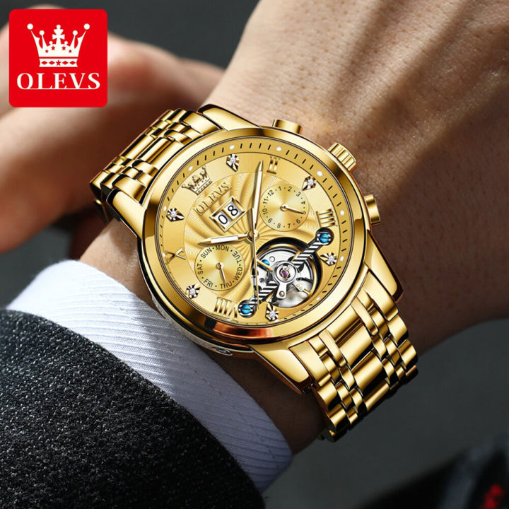 olvs-ชายนาฬิกาอัตโนมัติสวิตเซอร์แลนด์ได้รับการรับรองโดยผู้ชายคลาสสิกแฟชั่นกันน้ำเรืองแสงนาฬิกาปฏิทิน