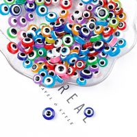 Mix Color 50PCS 8mm 10mm Oval Beads Evil Eye Resin Spacer Beads for Jewelry Making DIY Earrings celet Beads