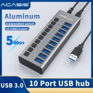 Acasis Bộ Hub USB 3.0 tốc độ cao 5Gbps 10 cổng + bộ đổi nguồn cho máy tính thumbnail