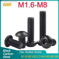 ✴◆❀ M2 M2.5 M3 M4 M5 M6 M8 Grade 10.9 Alloy Steel Screws Hex Socket Round Head Cap Black Screw Furniture Fastener Bolt ISO7380