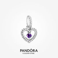 Official Store Pandora Birthstone Beaded Heart Dangle Charm (Purple)