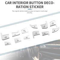 12Pcs Steering Wheel Button Covers Trim Stickers for GLC X253 2015 2016 &amp; C Class W205 2014 2015 Silver ABS