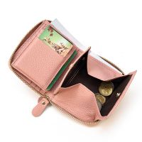 กระเป๋าสตางค์แบบพับสามทบขนาดเล็กสำหรับผู้ชาย,กระเป๋าเงินสั้นใส่เหรียญซิปกระเป๋าเสื้อเหรียญของผู้หญิงหนังแท้เครซีฮอร์ส