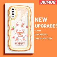 JIUMOO เคสปลอกสำหรับ Samsung กาแล็คซี่ A30s A50s A50ลายการ์ตูนกระต่ายสตรอเบอร์รี่ดีไซน์ใหม่สร้างสรรค์เคสโปร่งใสลายกล้องถ่ายรูปซิลิกาเจลฝาครอบป้องกันขอบคลื่นเคสมือถือกันกระแทกแบบใสนิ่ม