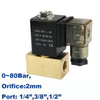 80bar High Pressure Solenoid Valve 2 Way 1/4 3/8 1/2 BSP 12V 24V DC AC220V Normal Close JT22-02 Direct Acting Brass Valve Plumbing Valves