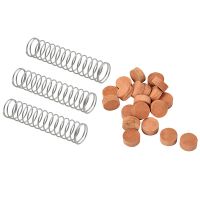 3Pcs Trumpet Piston Valve Spring Accessories Part Replacement &amp; 20Pcs Saxophone Cork Mats Trumpet Cornet Water Key Spit Value Cork Pads for Brass(Light Brown)