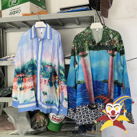 Beach Scenery Casablanca เสื้อผู้ชายผู้หญิงแขนยาว Hawaii Beach Shirt