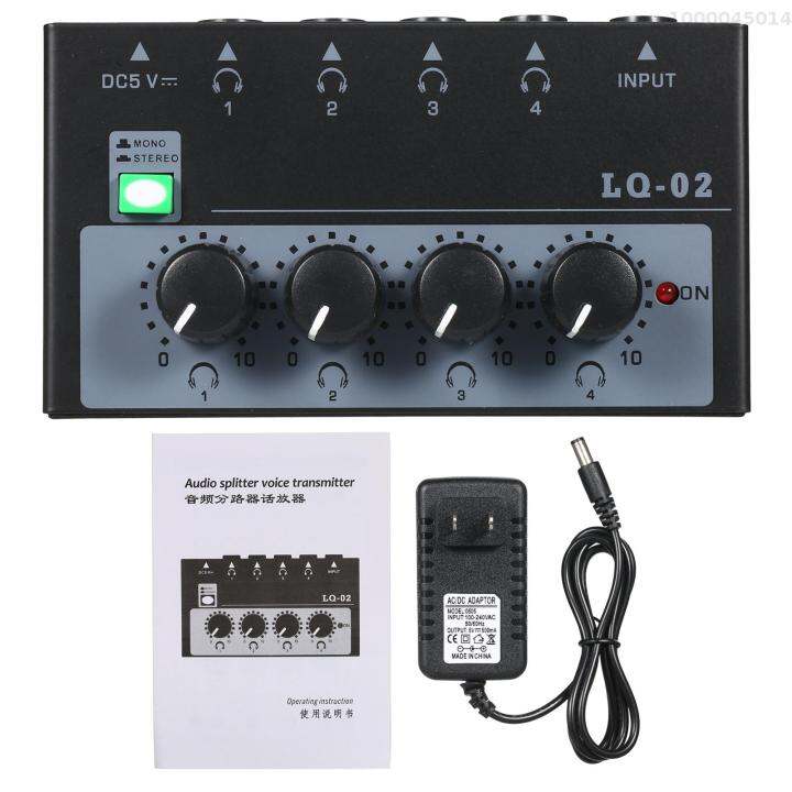 ammoon Headphone Amplifier Mixer 4 Channels Mono/Stereo Metal Stereo