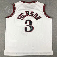 ด้านคุณภาพย้อนยุคอัลเลน Iverson 3เสื้อบาสเกตบอลมิตเชลล์เนสผู้ชายสีดำสีฟ้าสีขาวสีแดงสีเทาเสื้อวินเทจเย็บขนาด S-2XL