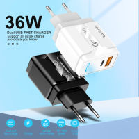 พอร์ตคู่ชาร์จเร็ว18W แบบพกพา QC3.0หม้อแปลงชาร์จไฟแบบเร็ว USB โทรศัพท์ PD