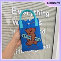 BETTERFORM สุนัขและสุนัข กระเป๋าถือแบบถัก แมวแมวแมว การ์ตูนลายการ์ตูน กระเป๋าข้อมือปม งานทำมือ ความจุสูงมาก กระเป๋าใส่โทรศัพท์ สำหรับผู้หญิง