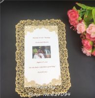 30pcs/lot 2022 NEW laser cut flower Rose design Menu card paper Save The Date RSVP wedding invitation cards with text customized