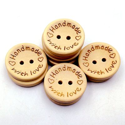 50Pcslot 15mm20mm25mm Natural Color Wooden Buttons Handmade Letter Love Scrapbooking For Wedding Decor Sewing Accessories