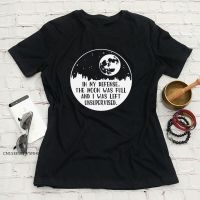 In My Defense The Moon Was Full T-Shirt Fashion Women Graphic Witchy Tee Shirt Top Funny 90s Witch Black Tshirt Premium Fabric