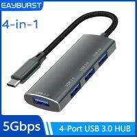 Eayburst adaptor HUB USB C aksesori HUB USB Tipe c ke USB 3.0 HUB 4 port 5Gbps untuk Lenovo Macbook Pro PC